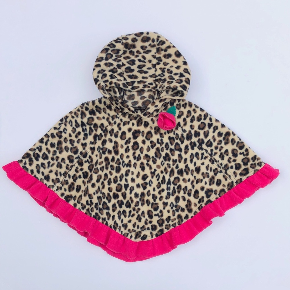 Mack & Co Pink Fleece Leopard Poncho S 2T/3T